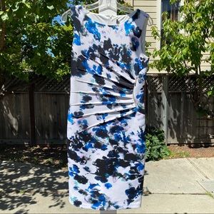 Ivanka Trump Ponte Sleeveless Side Starburst Watercolor Dress 6
